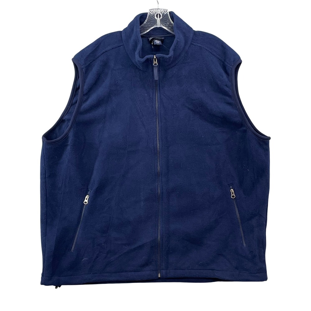 Lands End Fleece Vest Mens XXL 50-52 Navy Blue Polartec‎ Aircore-200 Full Zip